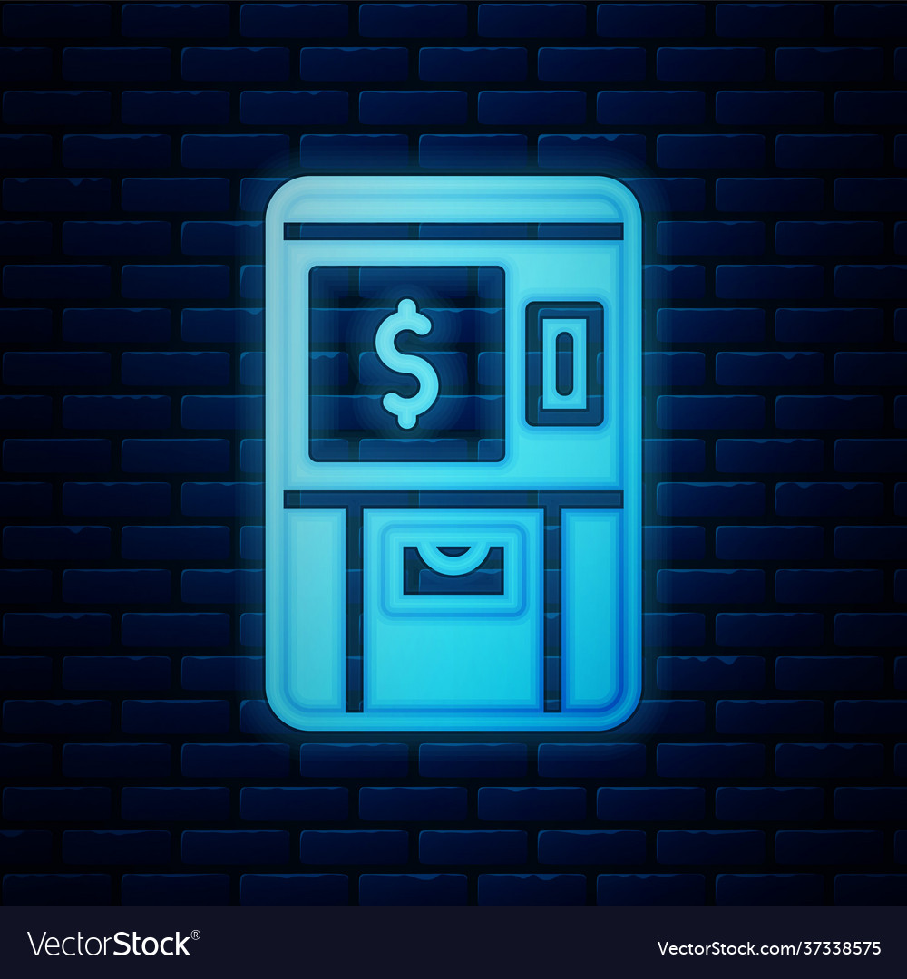 Glowing neon atm - automated teller machine