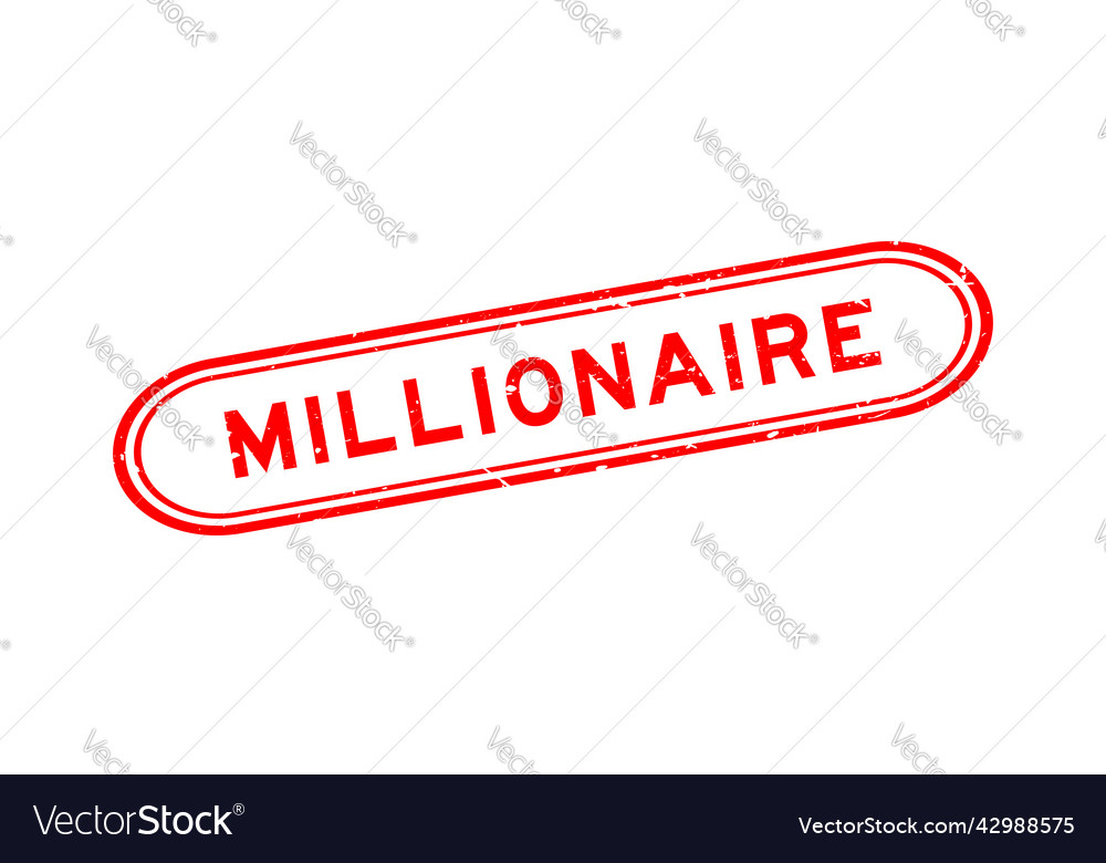 Grunge red millionaire word rubber seal stamp Vector Image
