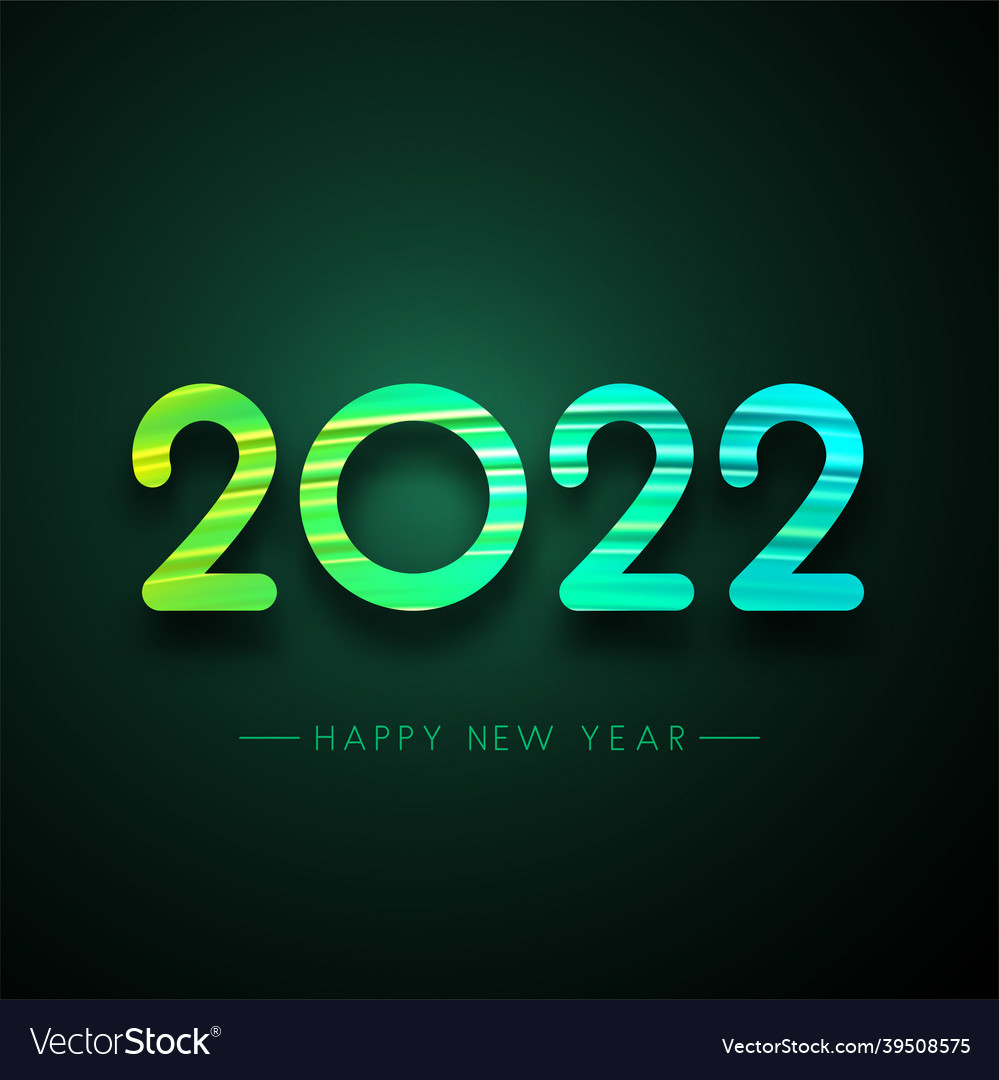 Illuminated green and blue 2022 sign Royalty Free Vector