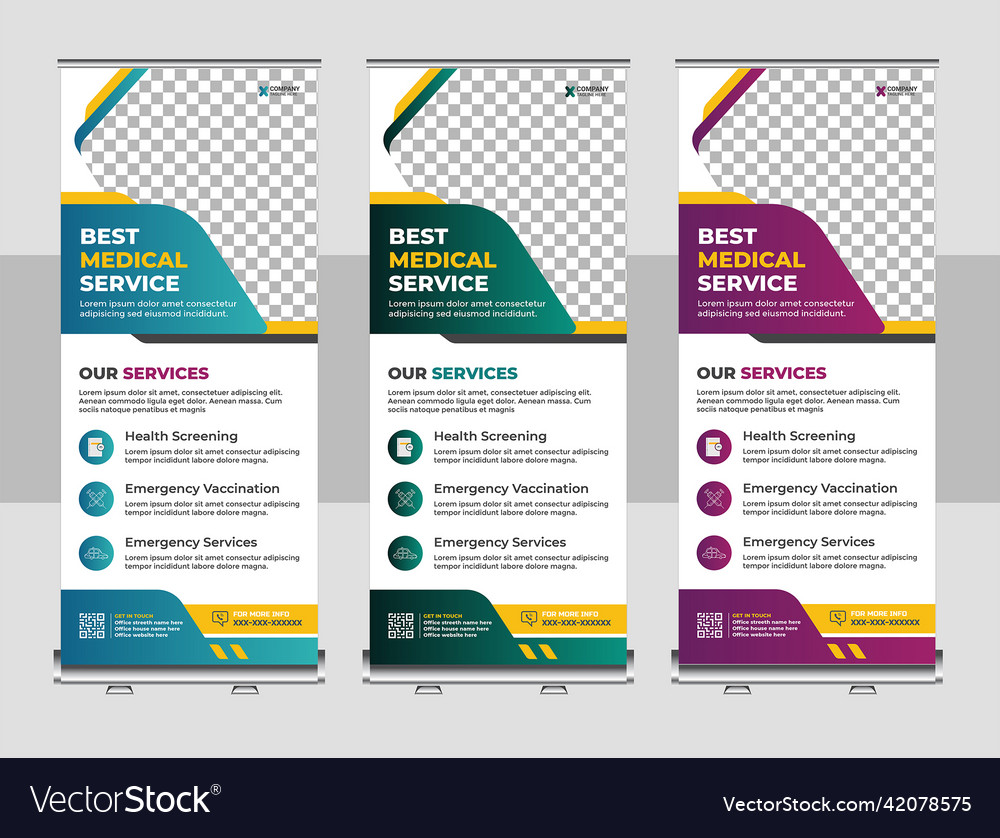 Medical rollup or x banner design template vector image Medical rollup or x banner design template