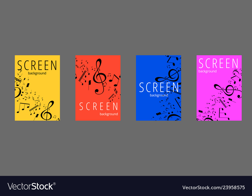 Musical Banner Set With Colored Key Notes Vector Image