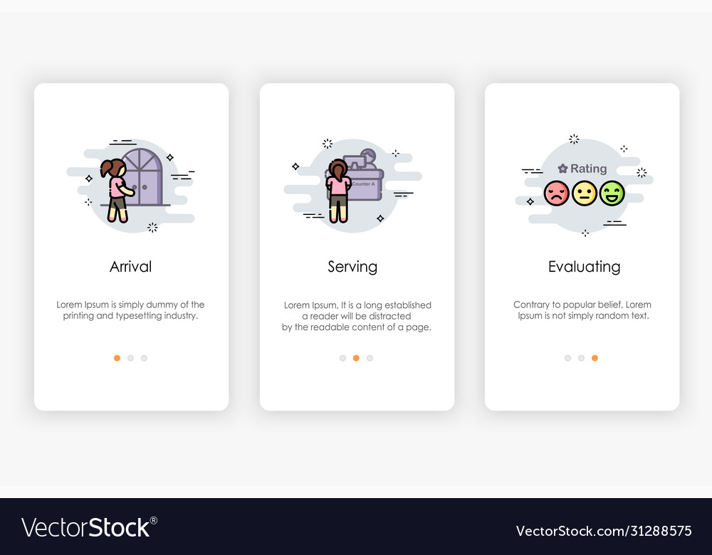 Onboarding screens design in service process