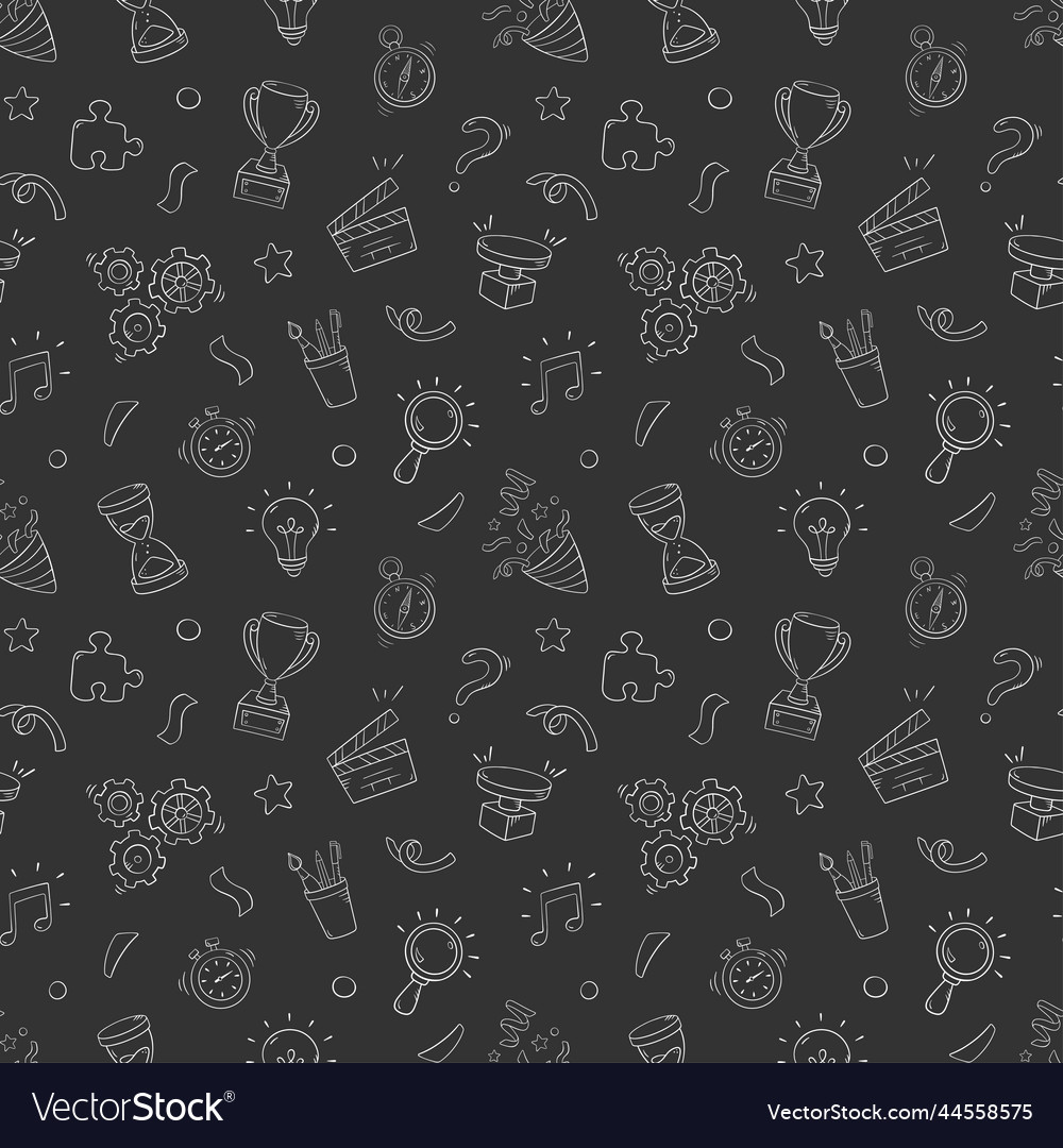 Quiz seamless pattern in doodle style vector image Quiz seamless pattern in doodle style