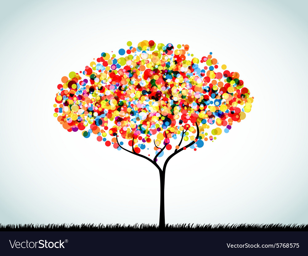 Rainbow button background tree