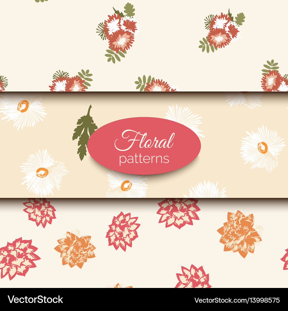 Seamless floral pattern set romantic Royalty Free Vector