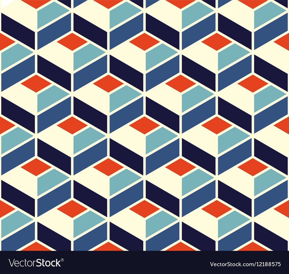 Seamless Geometric Tiling Pattern In Blue Vector Image