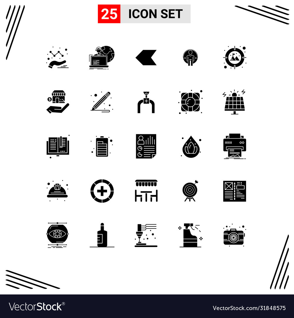 Set 25 modern ui icons symbols signs for goal