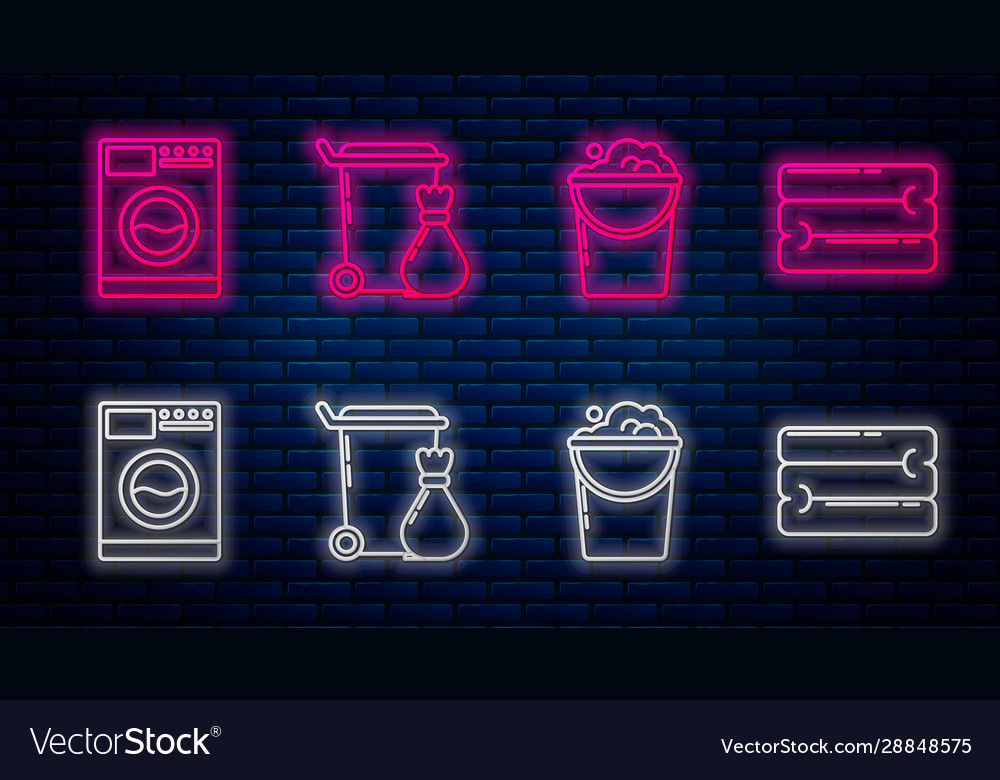 Set line trash can bucket with foam and bubbles Vector Image Set line trash can bucket with foam and bubbles