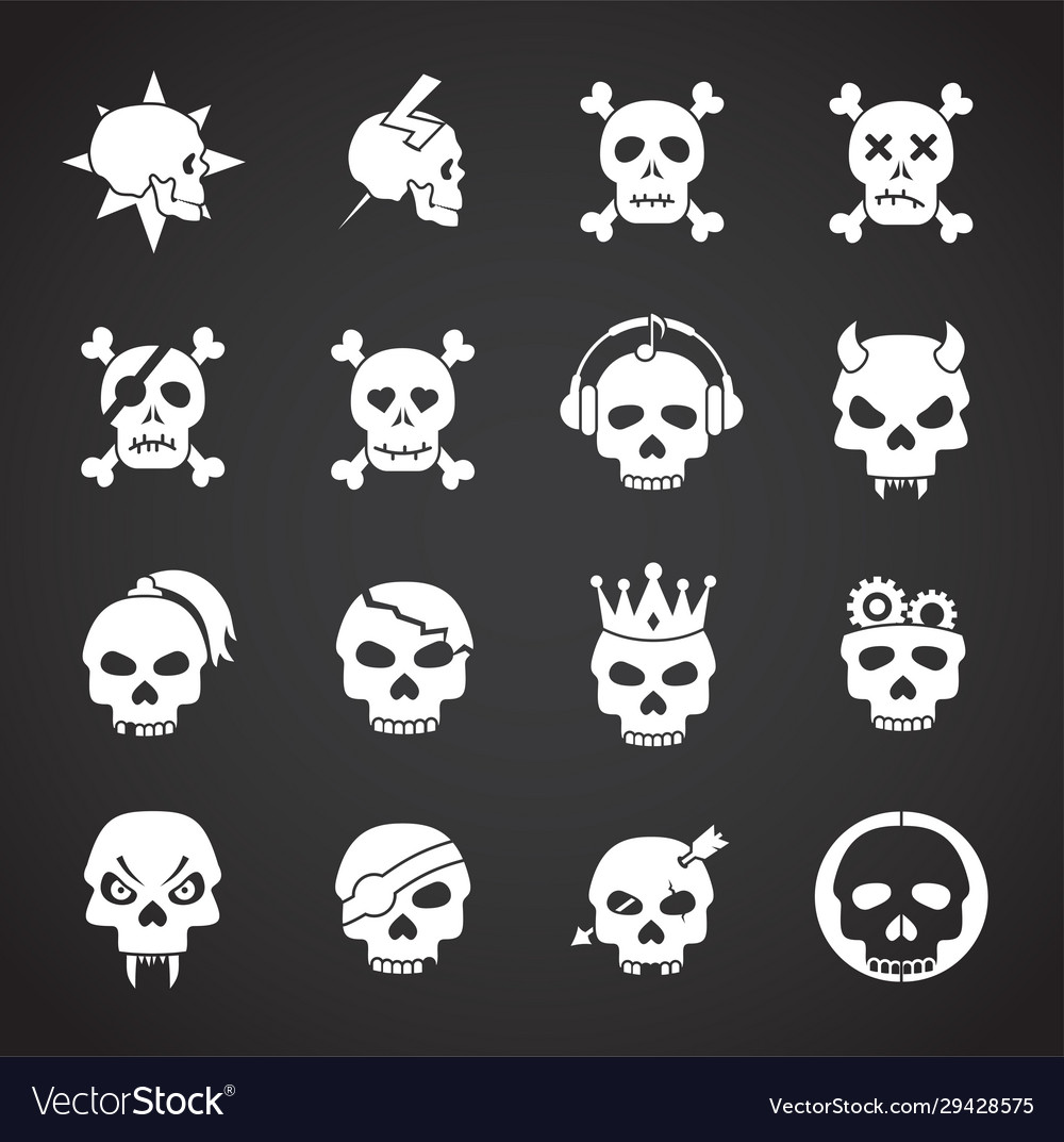 Skull icons set on background for graphic and web Vector Image Skull icons set on background for graphic and web