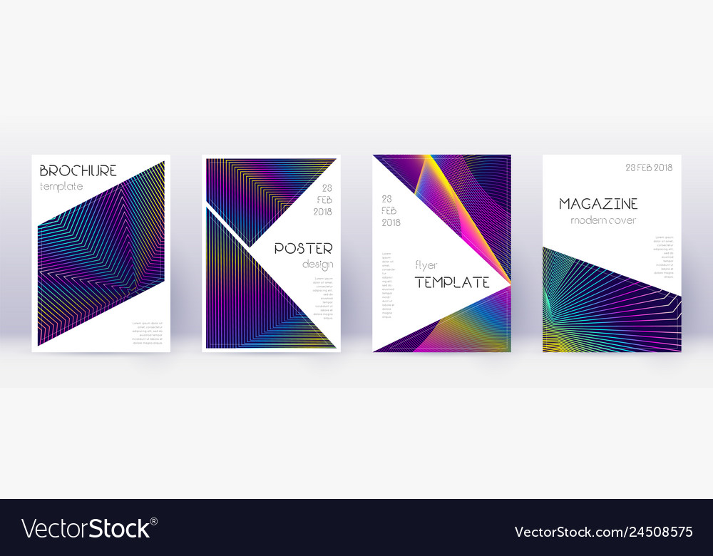 Triangle brochure design template set rainbow abs