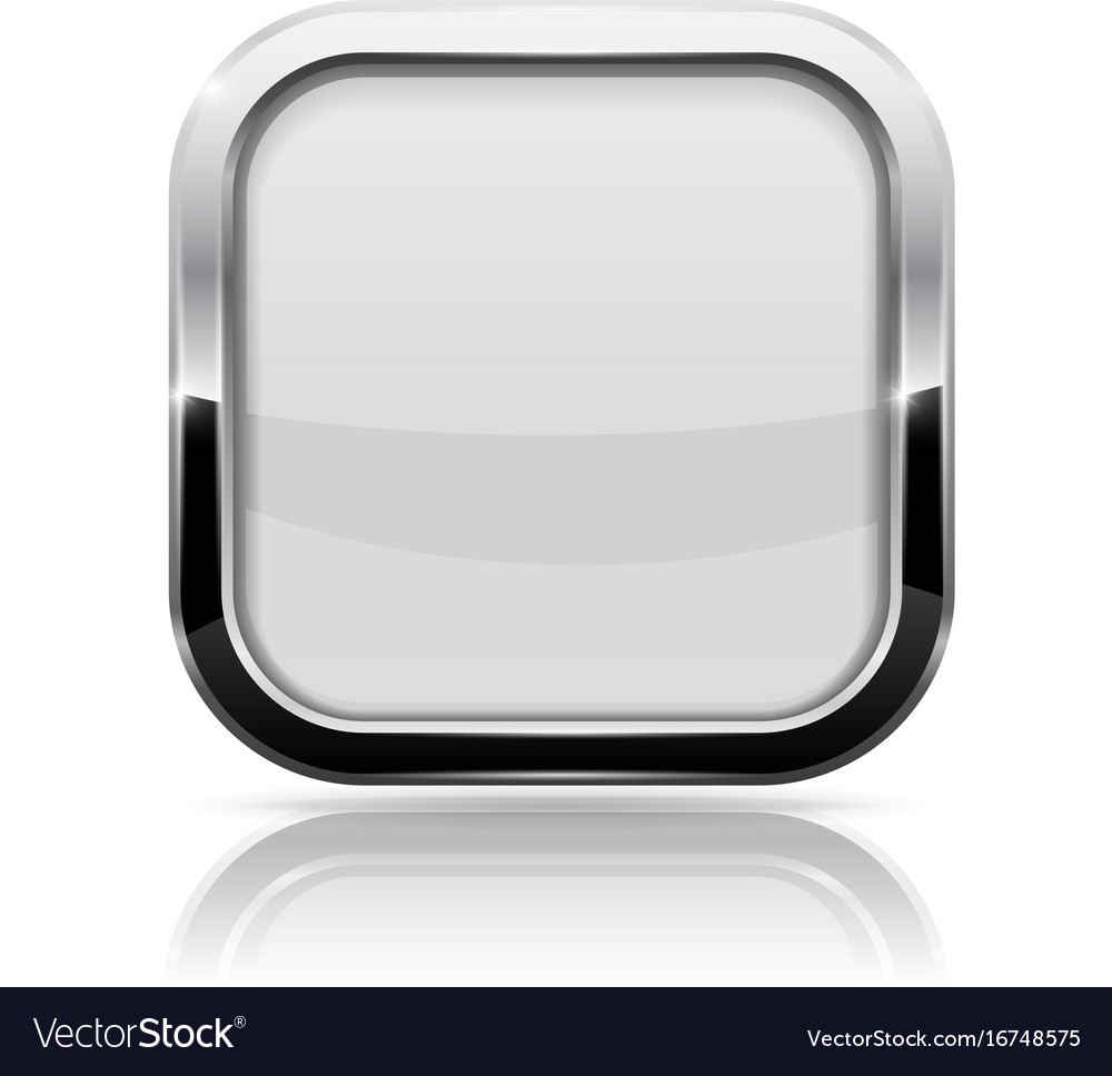 White glass button square shiny 3d icon with Vector Image