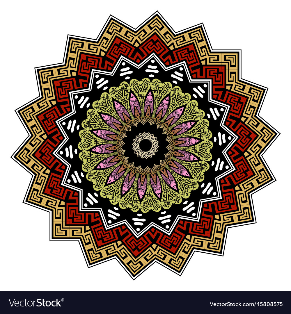 Zigzag mandala colorful floral zig zag Royalty Free Vector