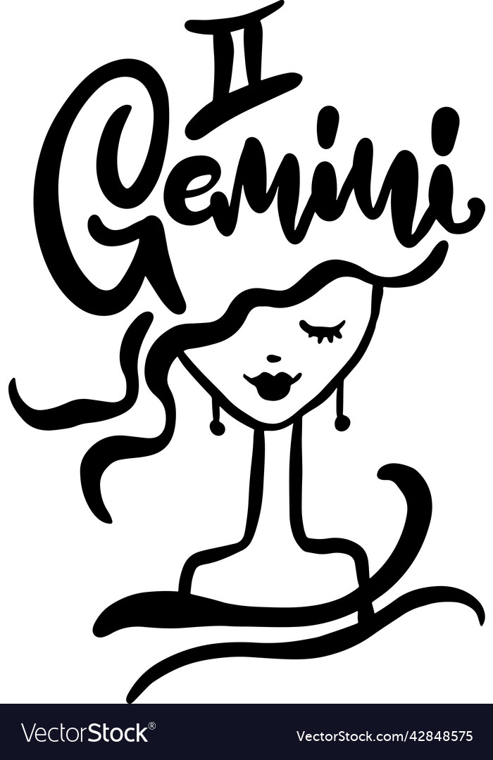 Zodiac sign gemini girl sketch abstract Royalty Free Vector