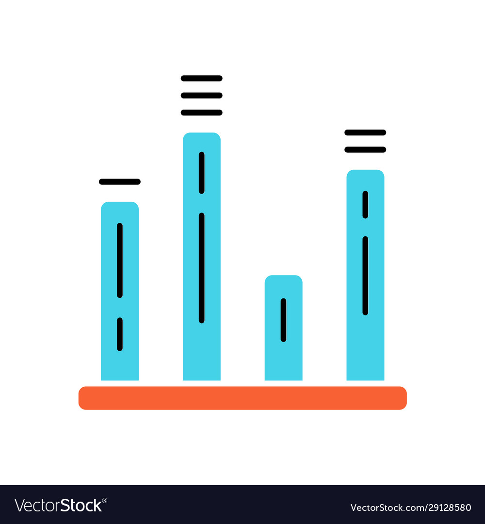 Bar graph color icon diagram line vector image Bar graph color icon diagram line