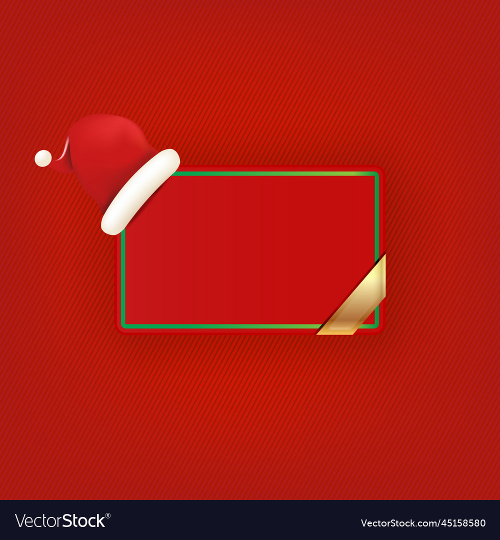 Blank red christmas banner with button and santa