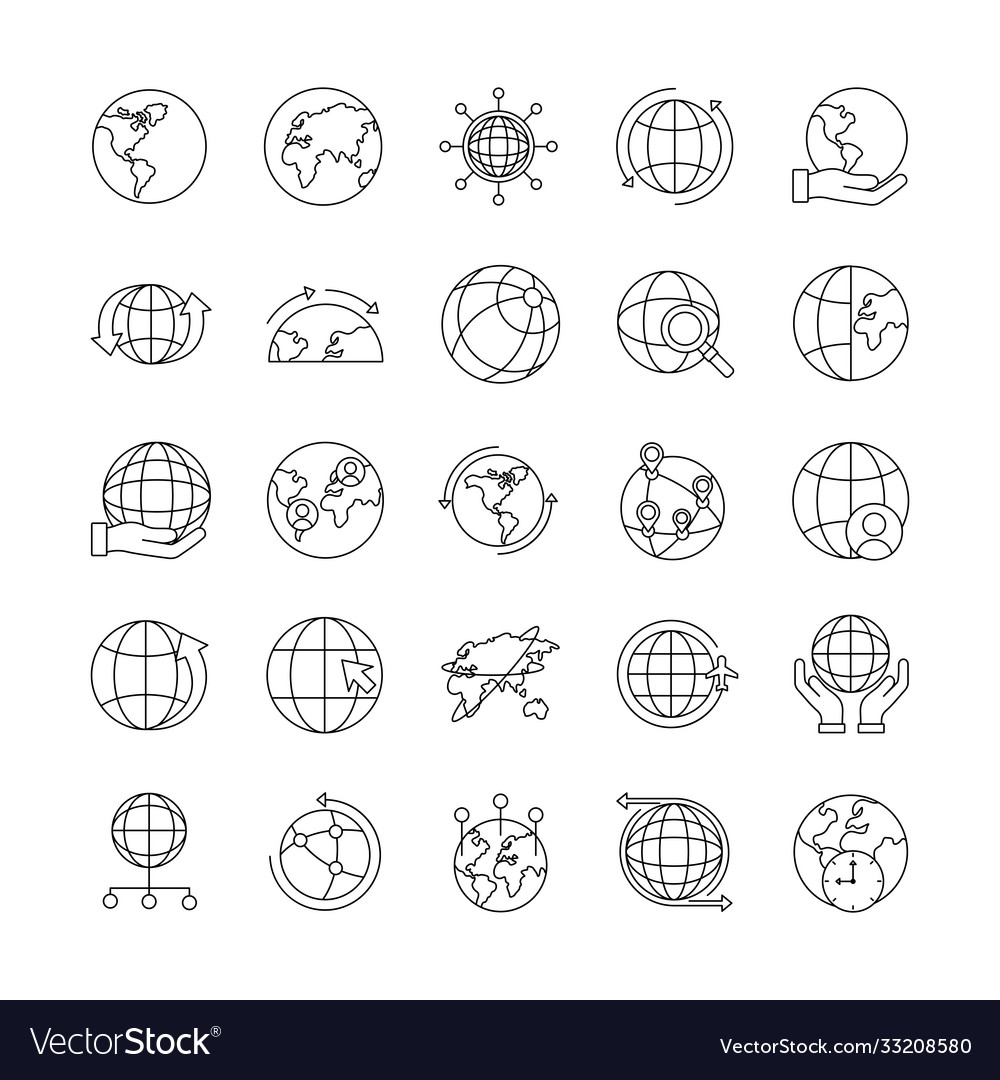 Bundle twenty five world planet set icons