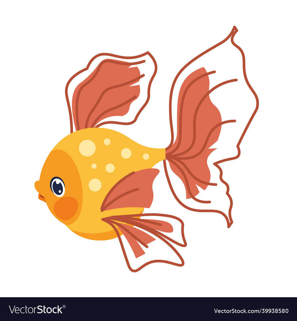 Cartoon golden fish aquarium goldfish mockup Vector Image