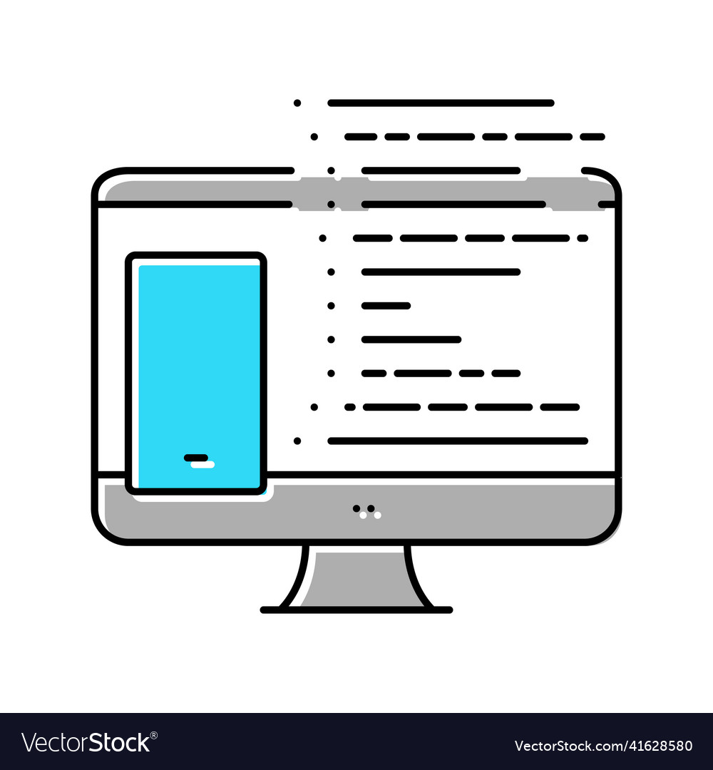Coding phone application on computer color icon