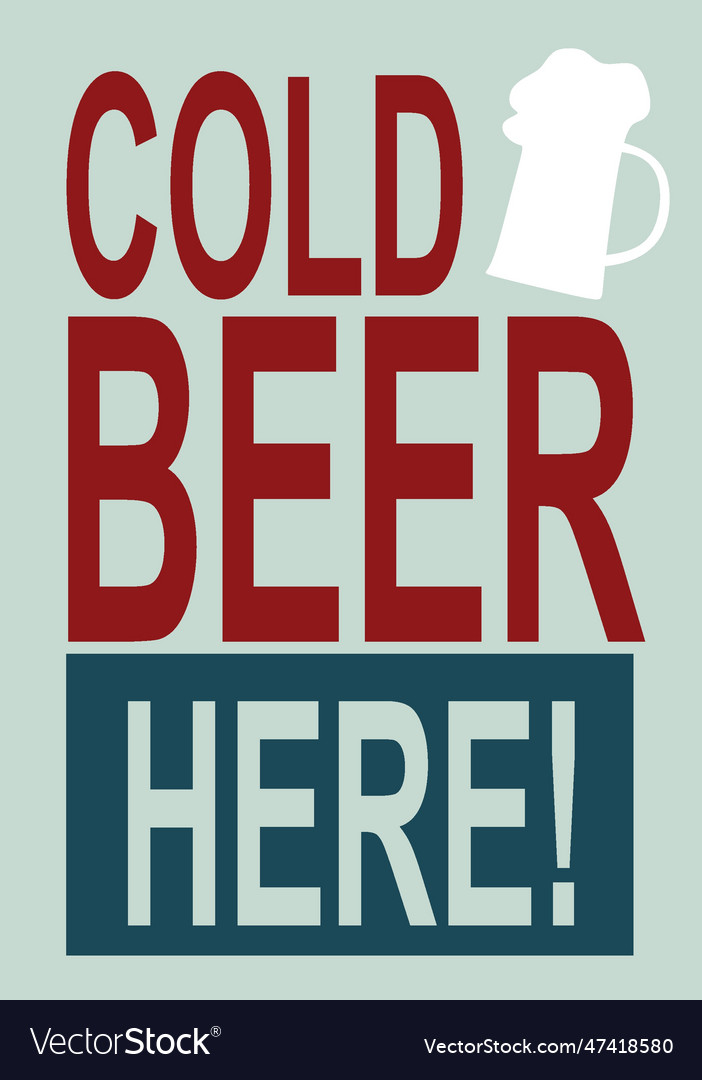 Cold beer here with blue background Royalty Free Vector