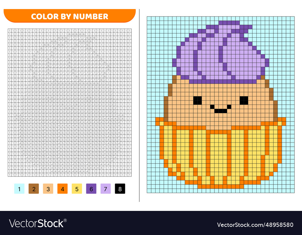 Cupcake squishmallow color by number pixel