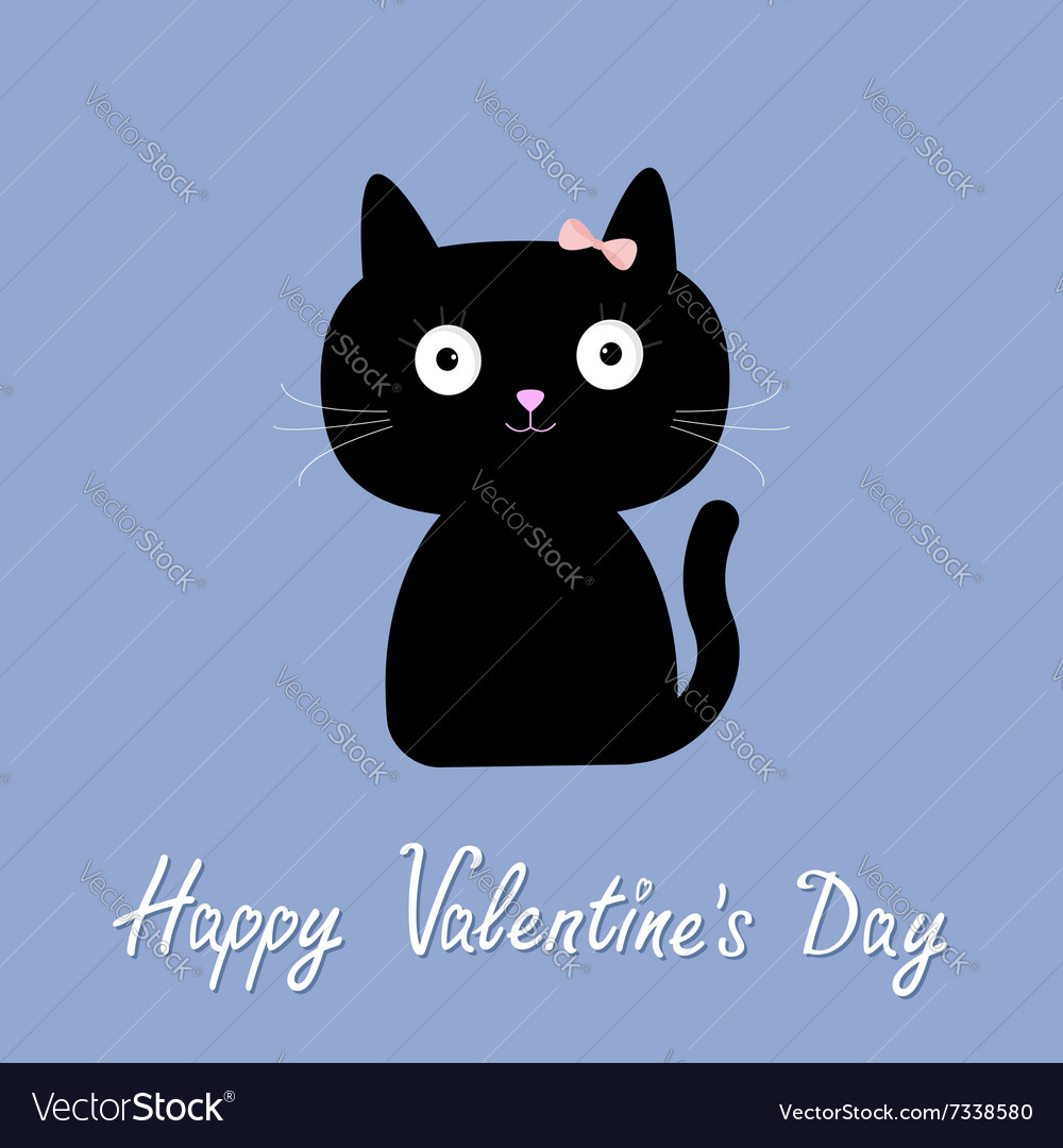 Cute cartoon cat girl with bow flat design style Vector Image