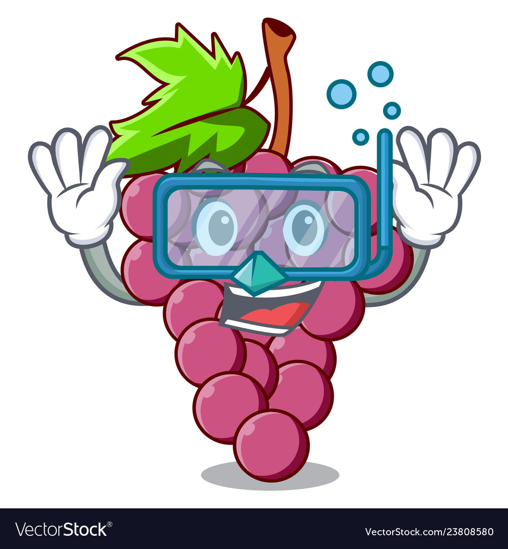 Diving red grapes fruit isolated in character