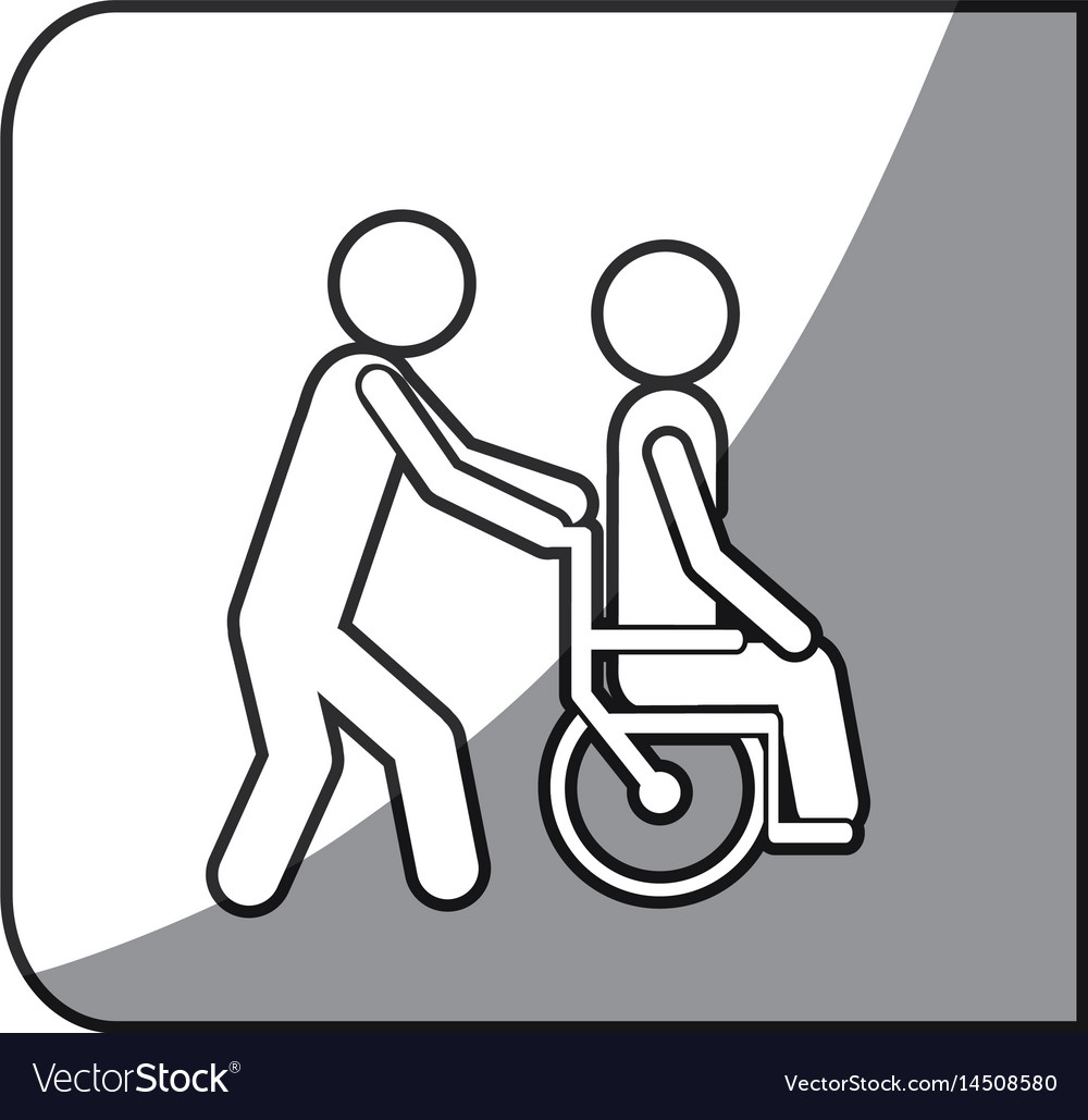 Grayscale square frame shading with person helping