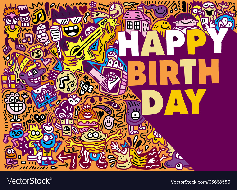 Happy birthday design with smileys wearing