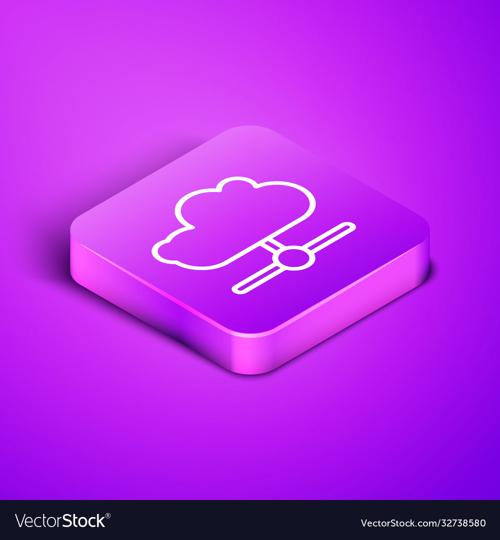 Isometric line network cloud connection icon