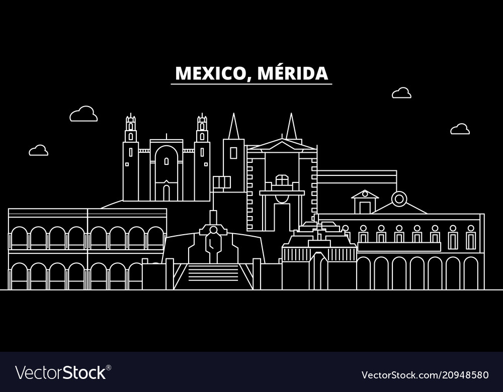 Merida silhouette skyline mexico