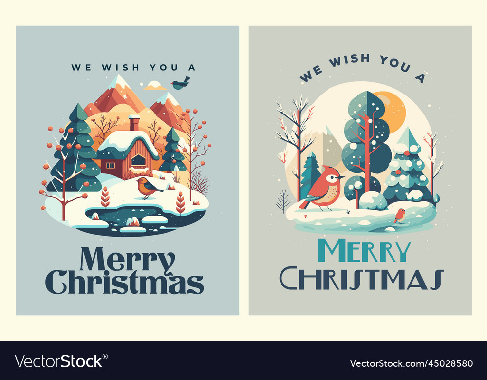 Merry christmas happy new year greetings card