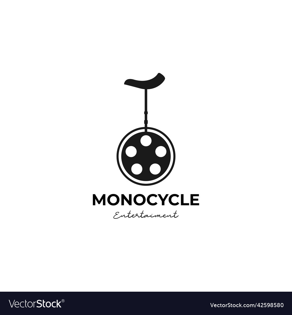 Monocycle with movie roll video cinema logo icon