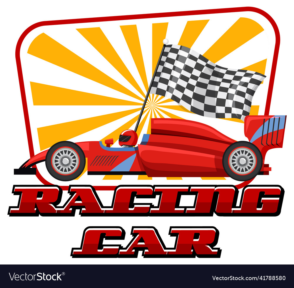 Racing car logo with car on white Royalty Free Vector Image