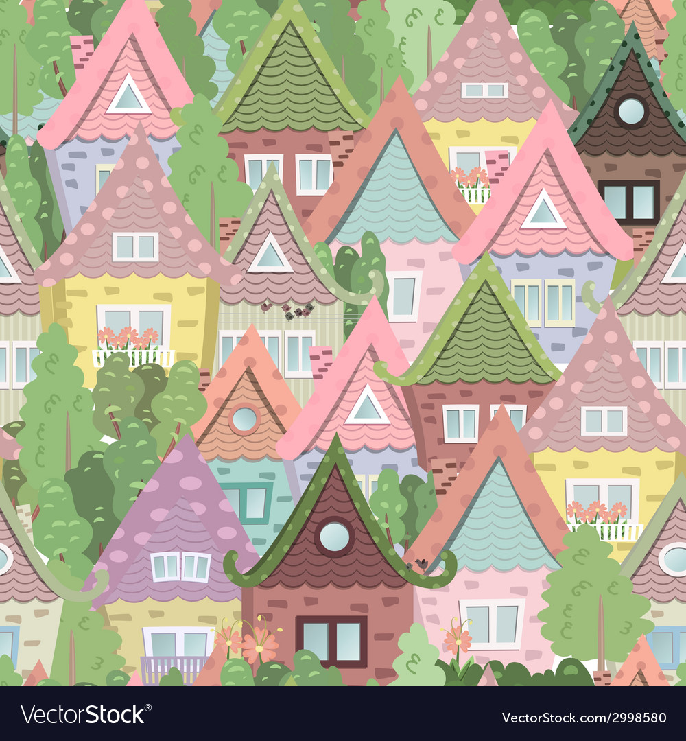 Seamless texture with cute houses