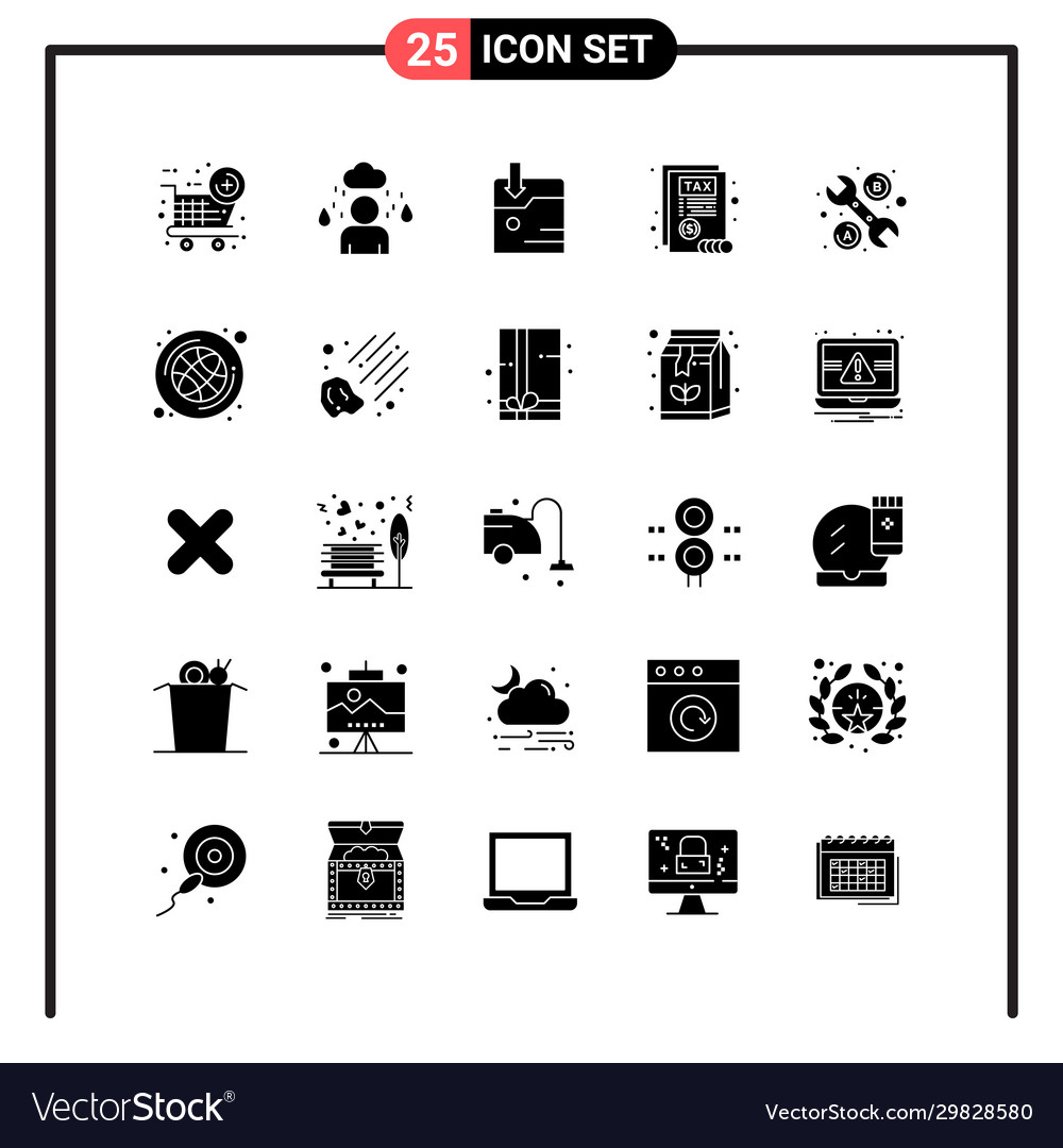 Set 25 solid style icons for web and mobile Vector Image Set 25 solid style icons for web and mobile