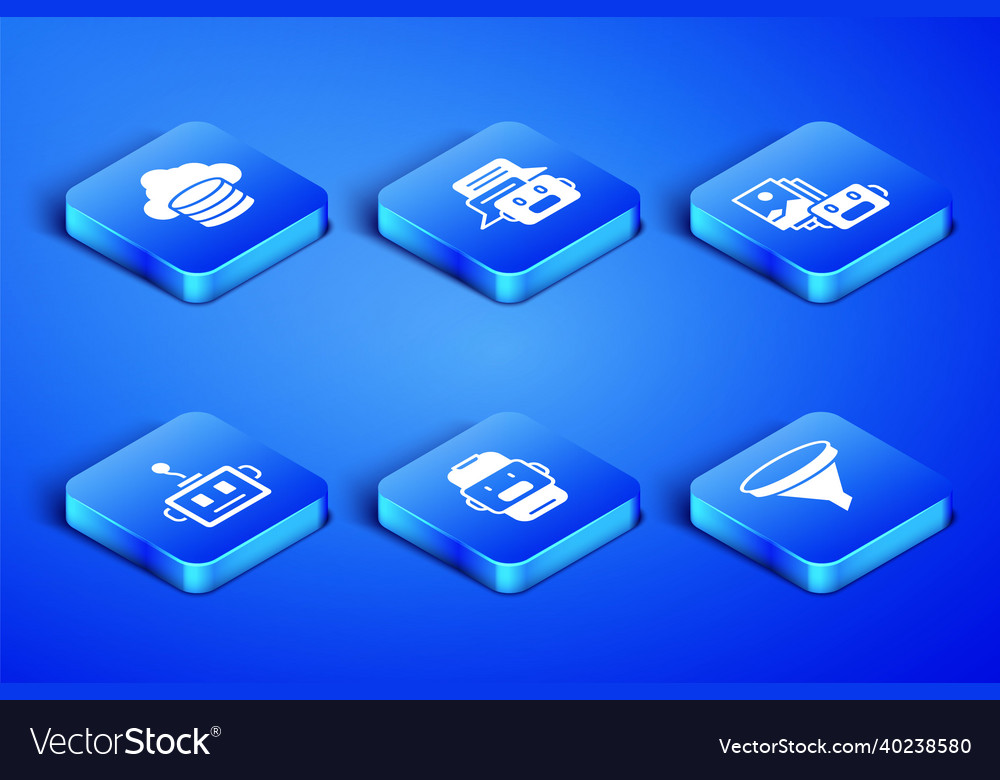 Set funnel or filter cloud database chat bot vector image Set funnel or filter cloud database chat bot