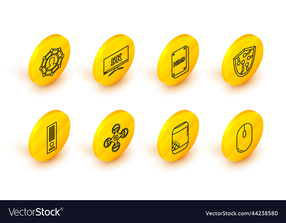 Set line computer mouse voice assistant drone vector image Set line computer mouse voice assistant drone