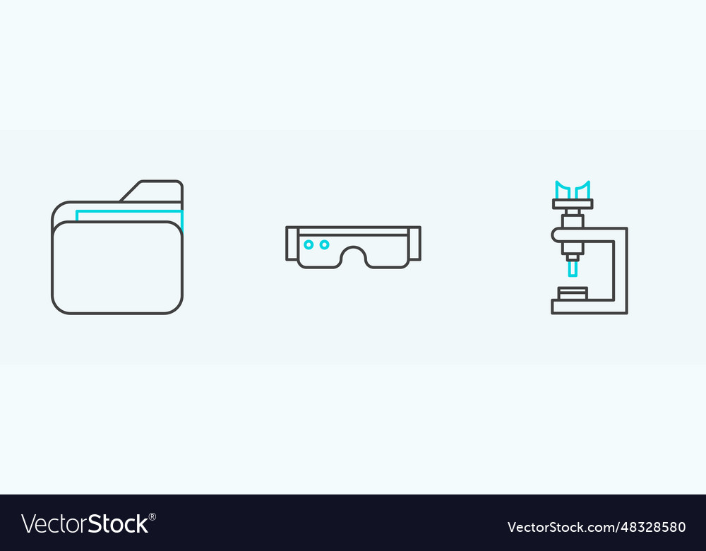 Set line microscope document folder and smart vector image Set line microscope document folder and smart