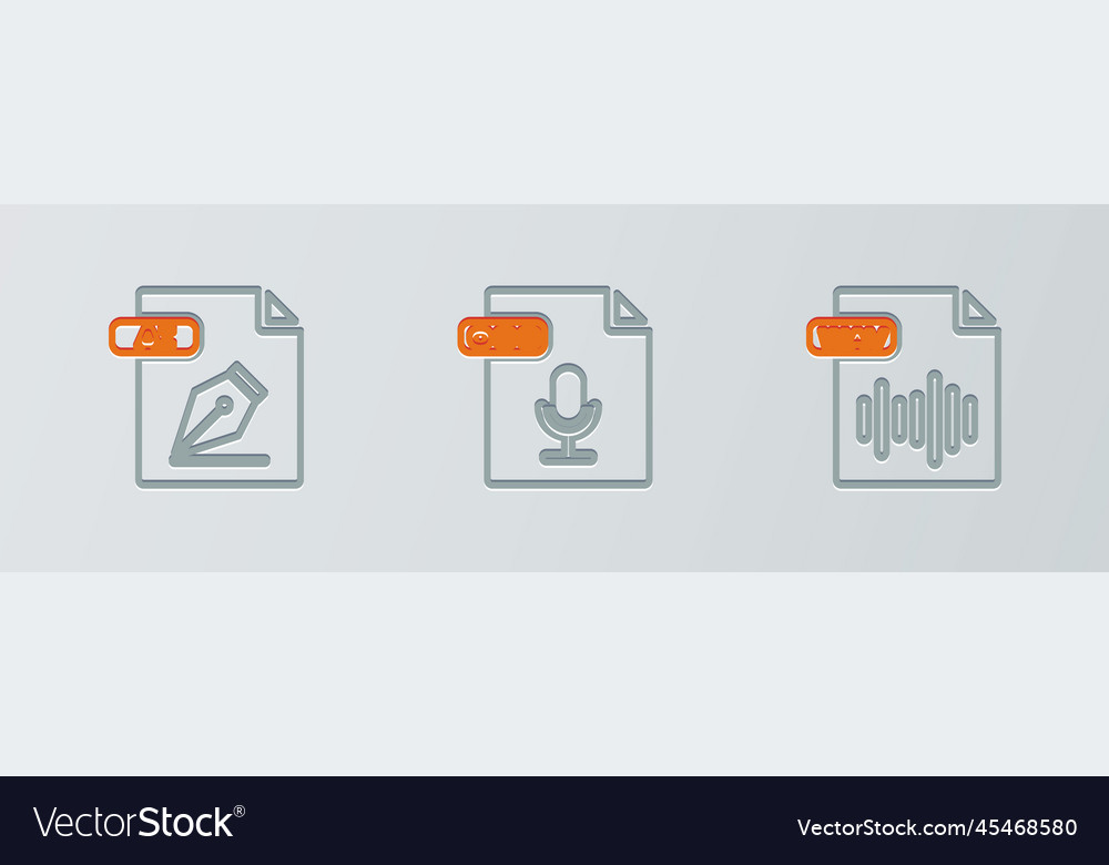 Set line wav file document ai and ogg icon