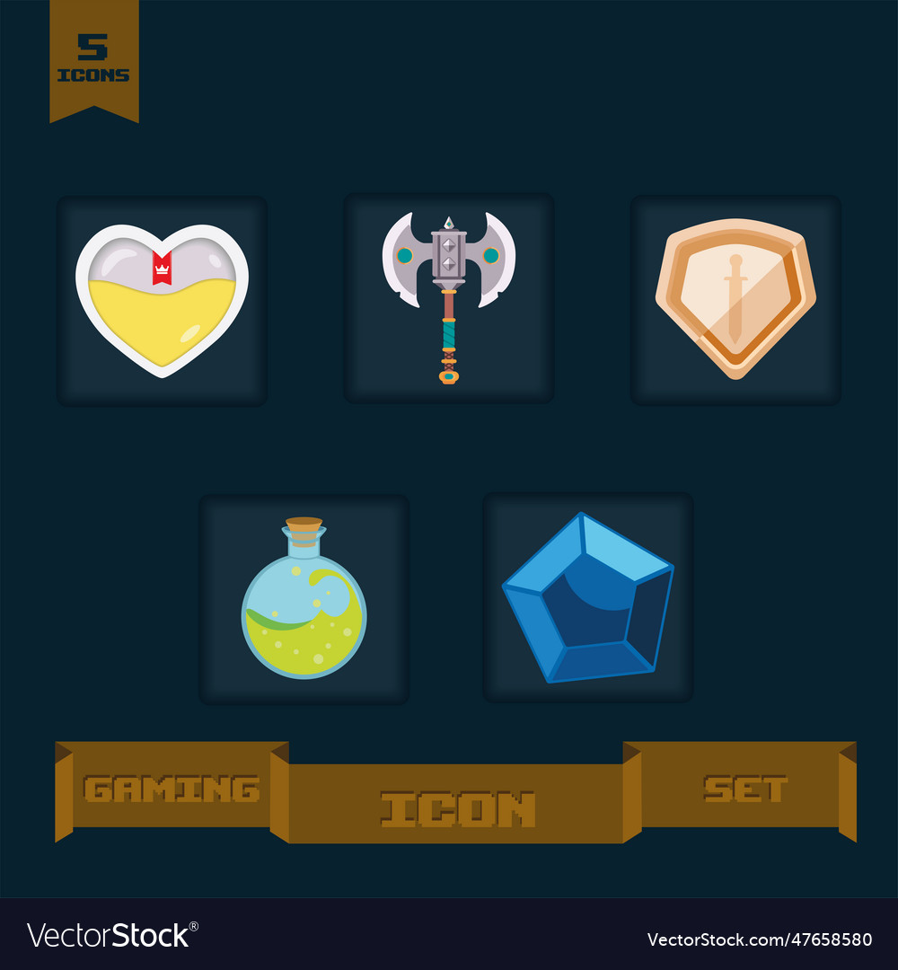 Set of different retro videogame icons vector image Set of different retro videogame icons