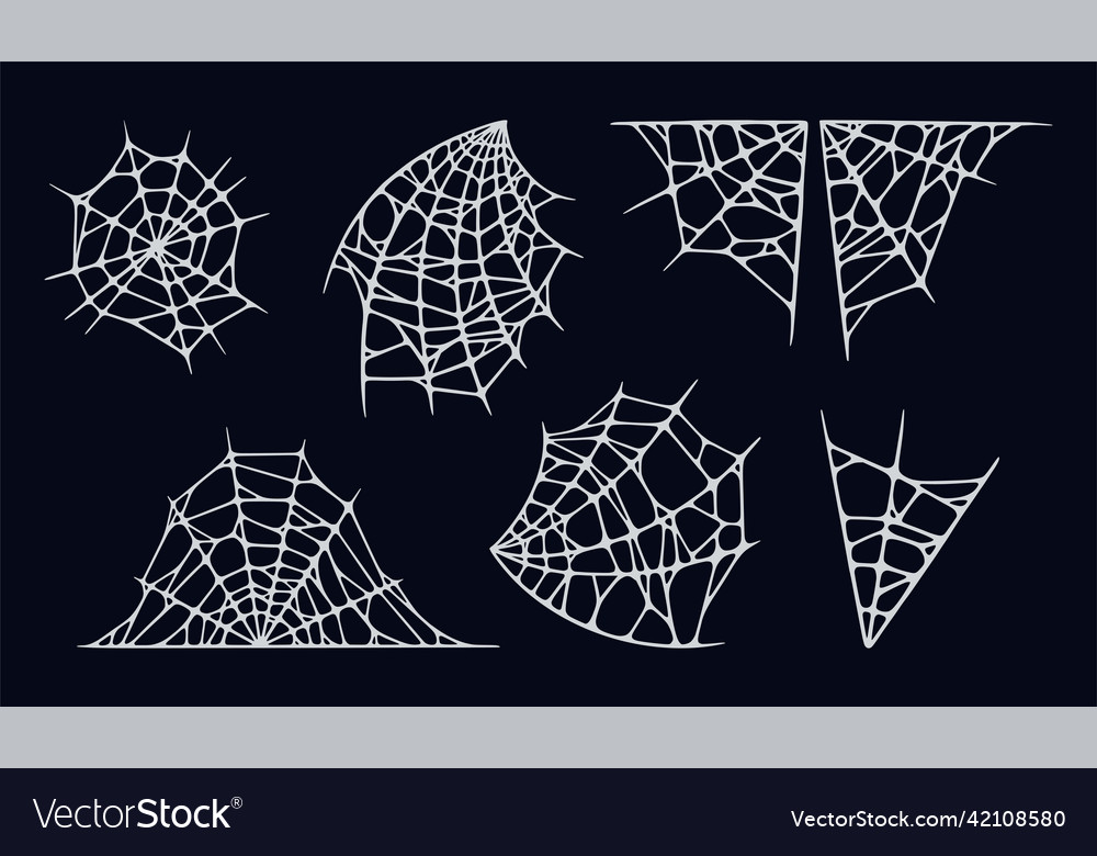 Spider web set isolated on black background vector image Spider web set isolated on black background