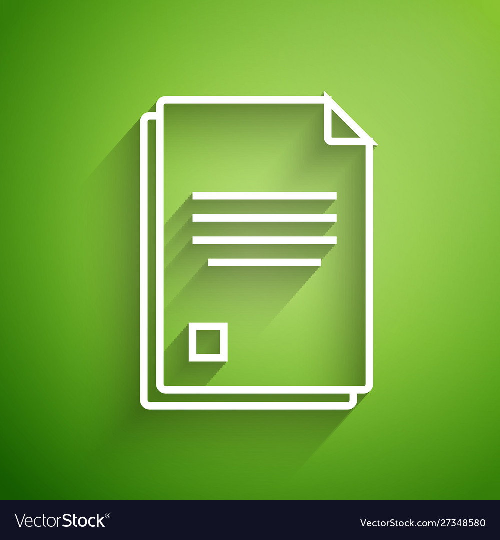 White line file document icon isolated on green