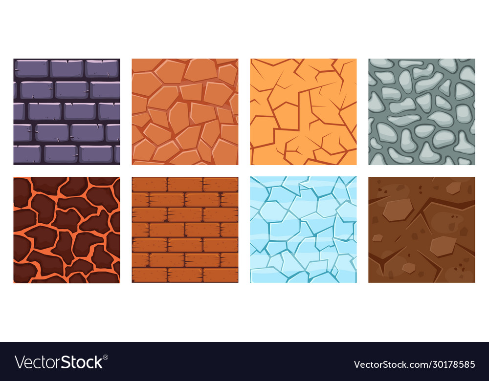 Cartoon Game Ground Texture Game Brick Surface Vector Image