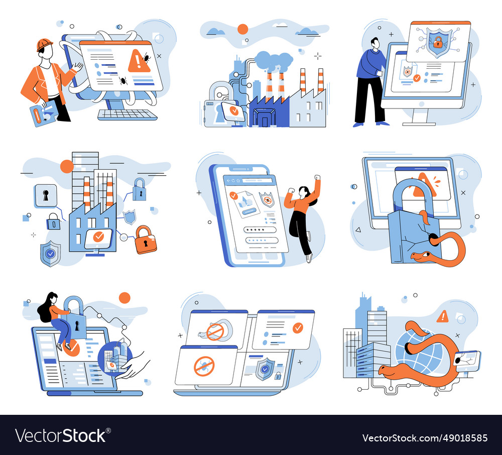 Data protection systems and software are designed vector image Data protection systems and software are designed