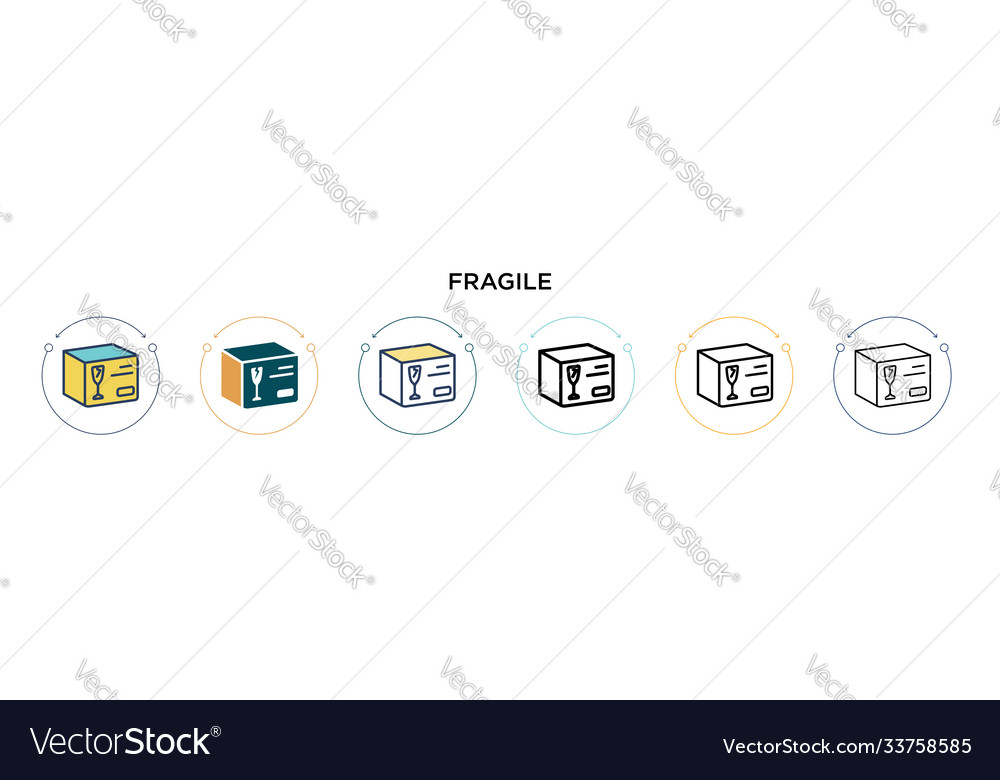 Fragile icon in filled thin line outline