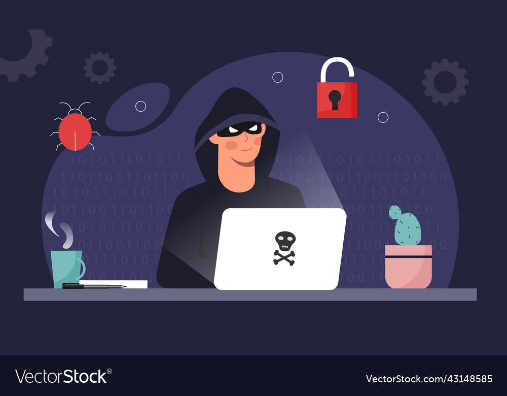 Hacker activity concept vector image Hacker activity concept