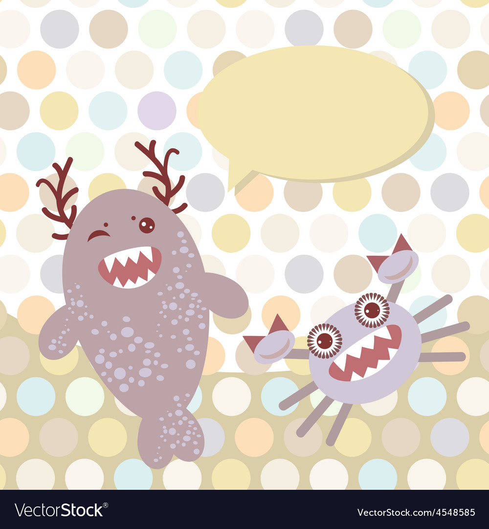 Polka dot background pattern funny cute monsters