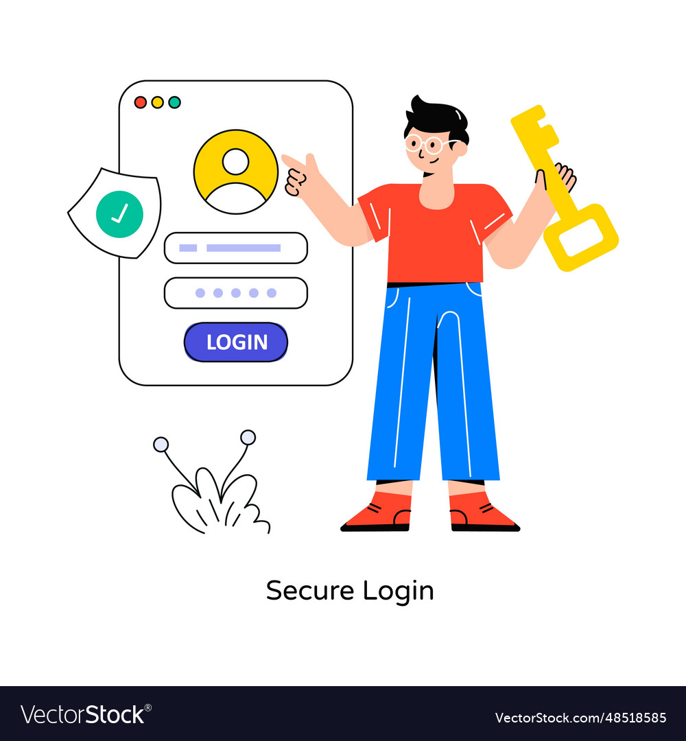 Secure login flat style design