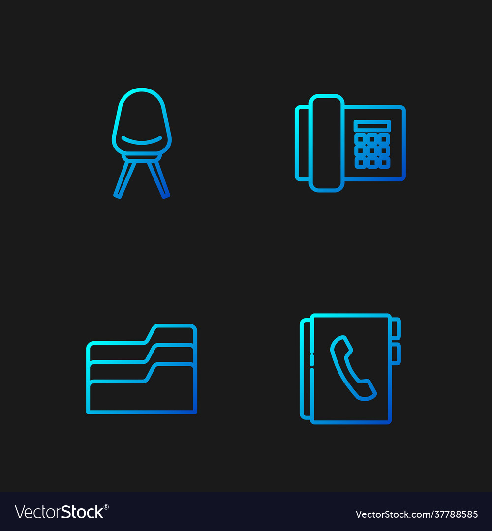 Set line address book document folder office vector image Set line address book document folder office