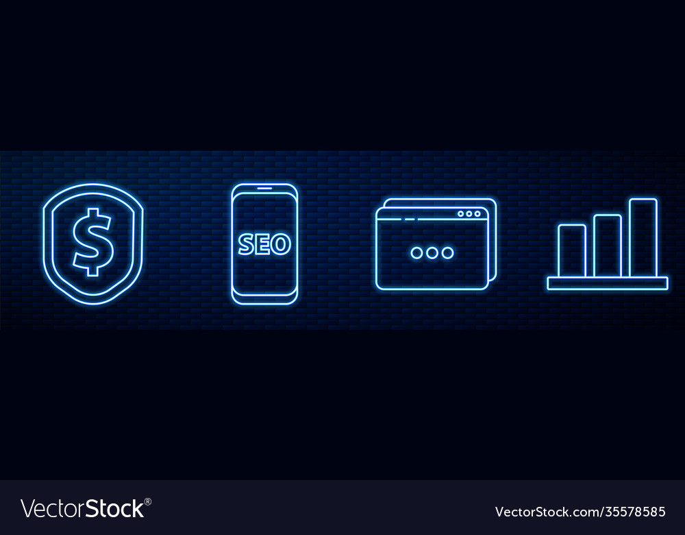 Set line website template shield with dollar